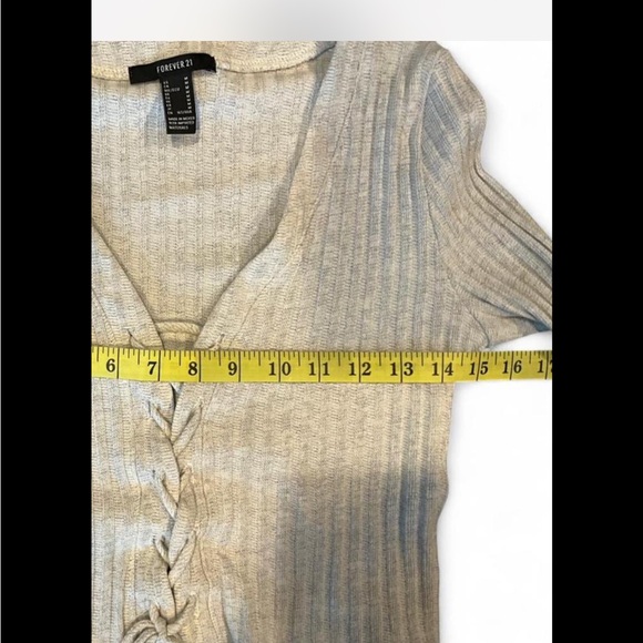 Cream Lace-Up Ribbed Sweater - Picture 6 of 6